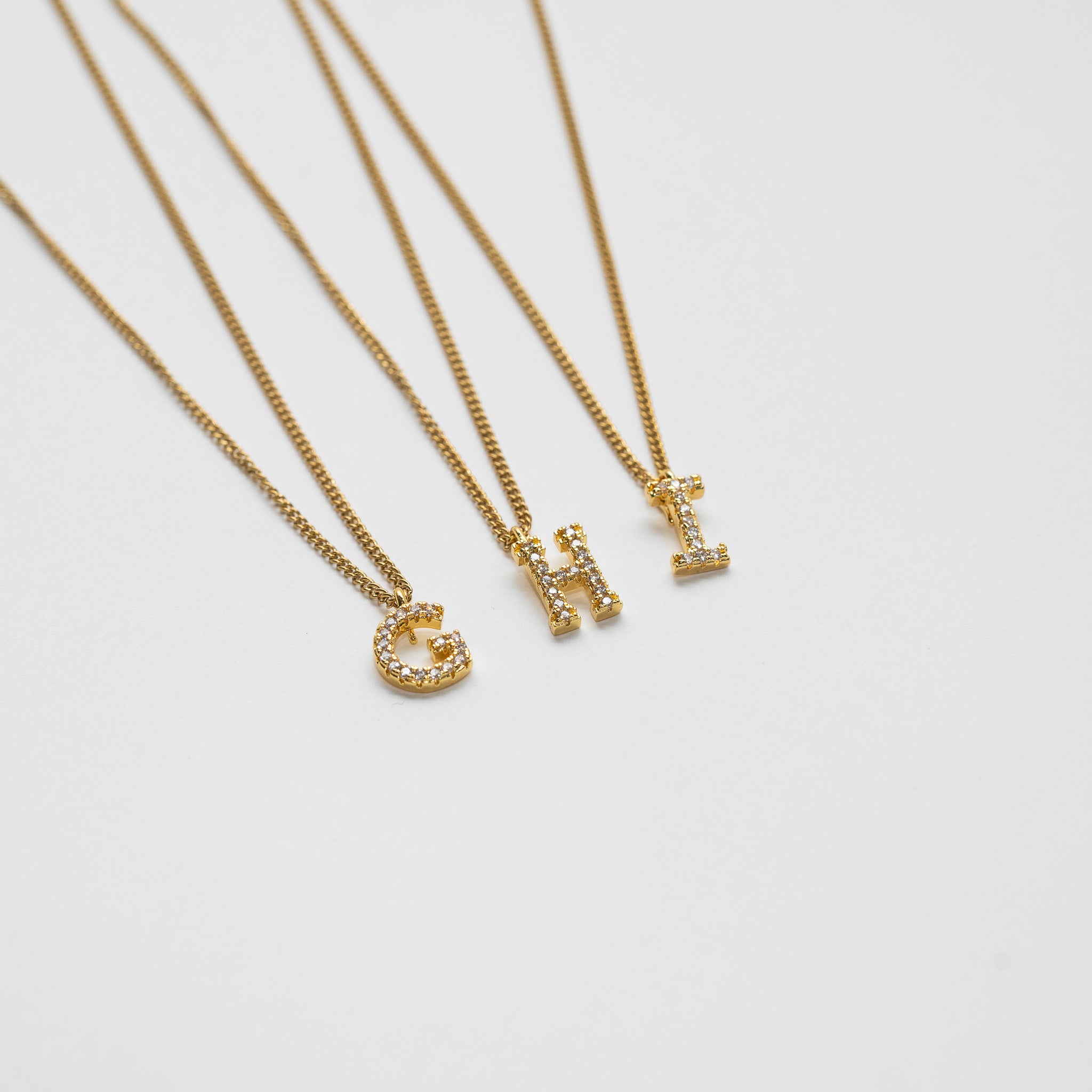 LETTER KETTING MET ZIRCONIA - VERGULD