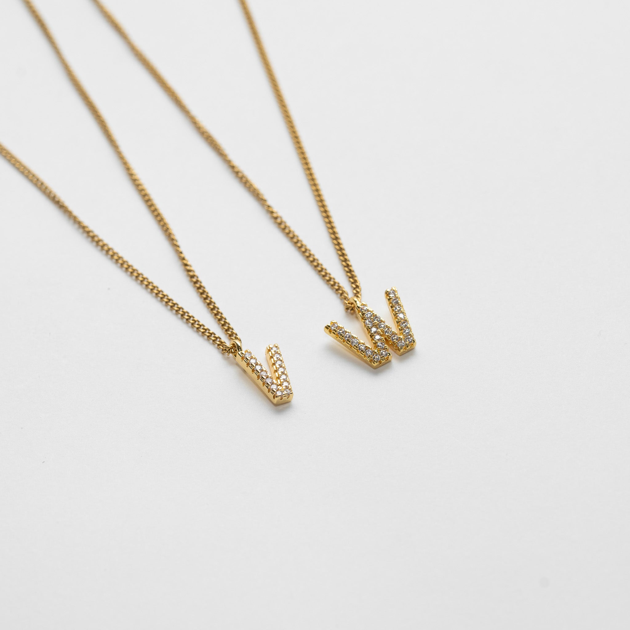 LETTER KETTING MET ZIRCONIA - VERGULD