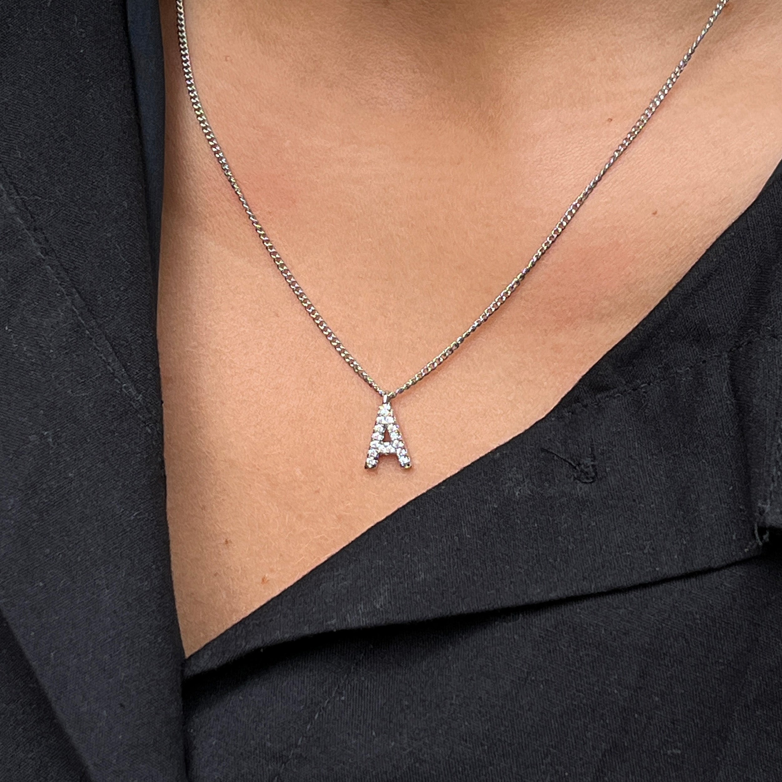 LETTER KETTING MET ZIRCONIA