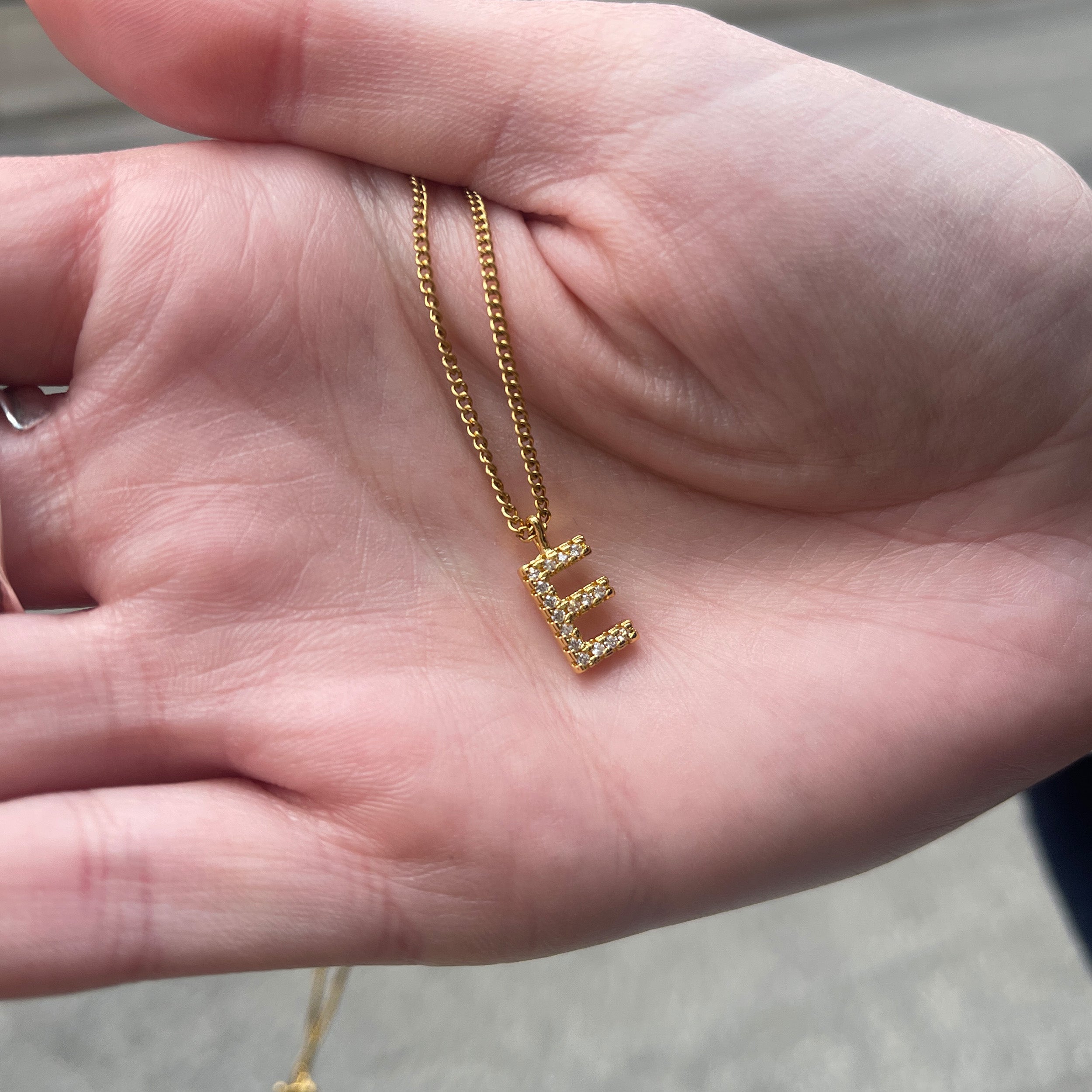 LETTER KETTING MET ZIRCONIA - VERGULD