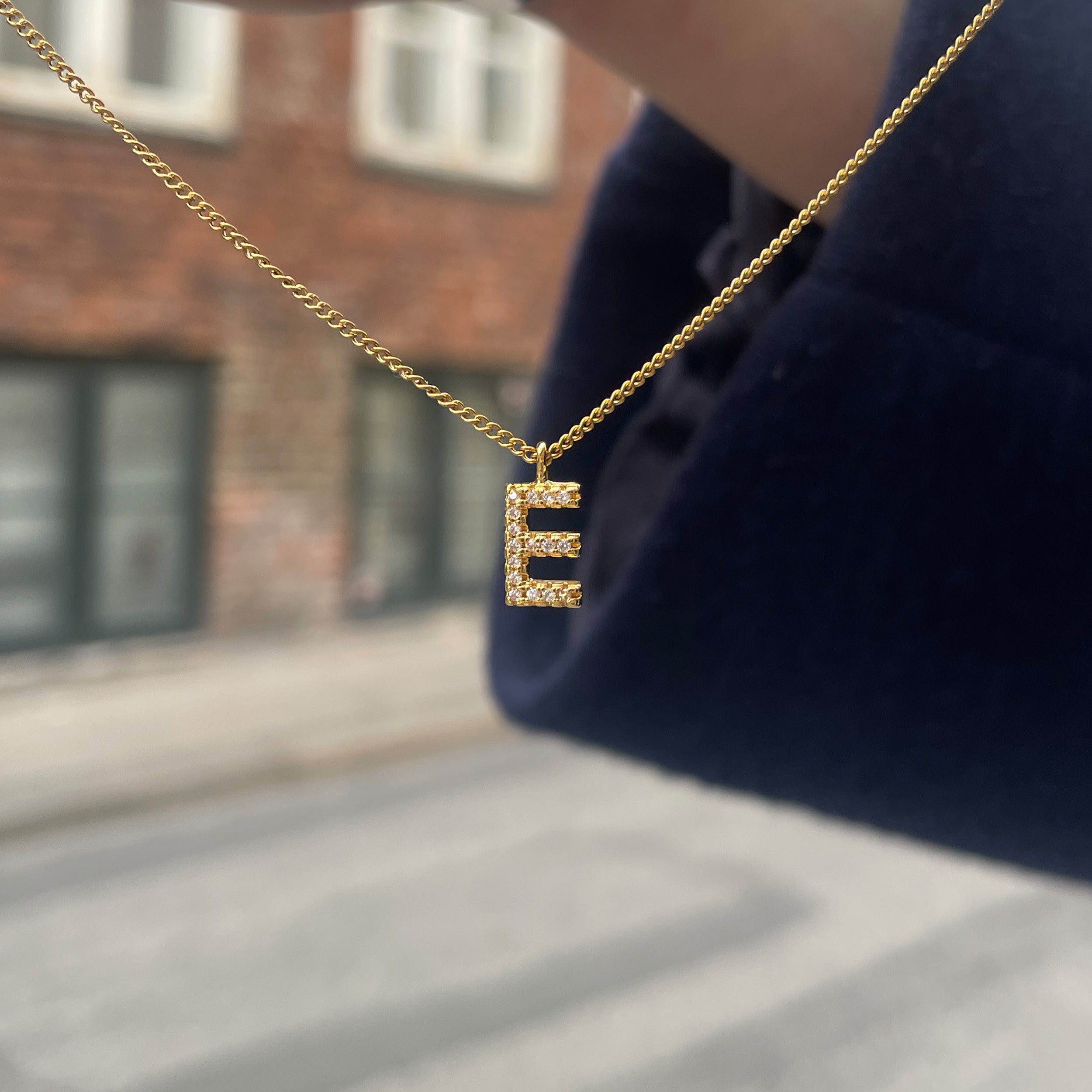 LETTER KETTING MET ZIRCONIA - VERGULD
