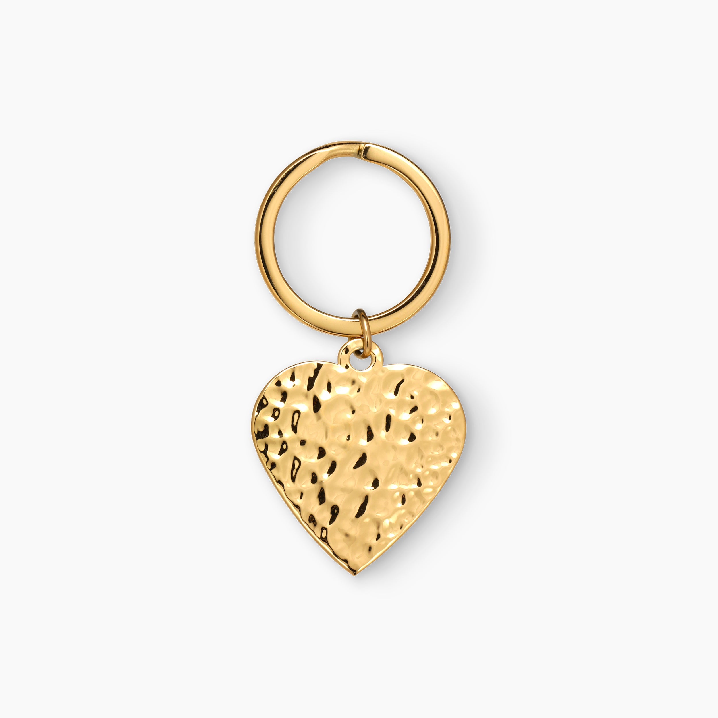 GEHAMERDE HART SLEUTELHANGER - VERGULD