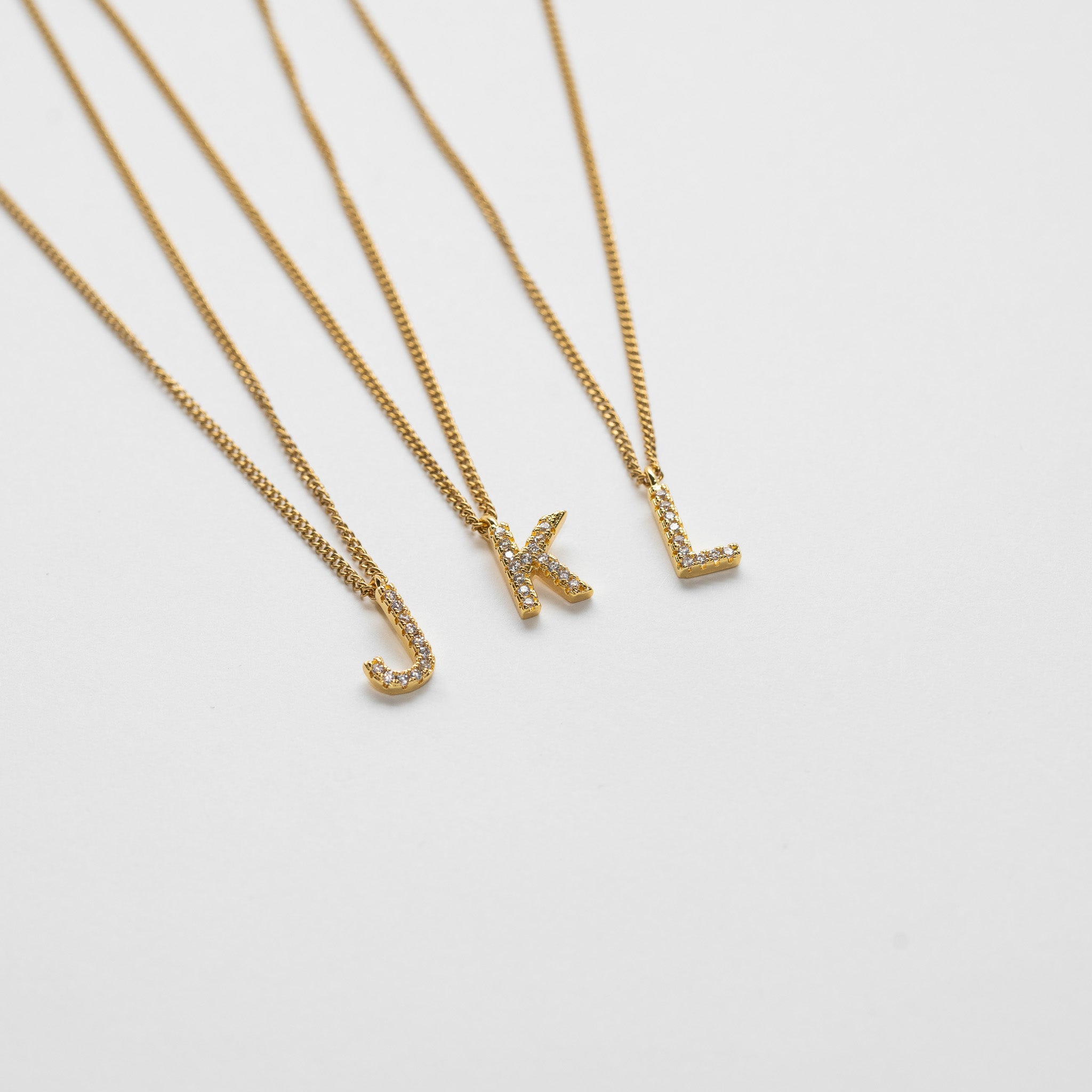 LETTER KETTING MET ZIRCONIA - VERGULD