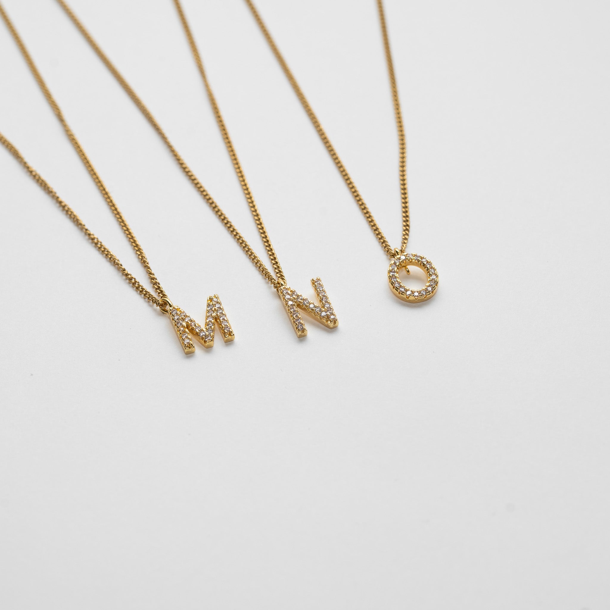 LETTER KETTING MET ZIRCONIA - VERGULD