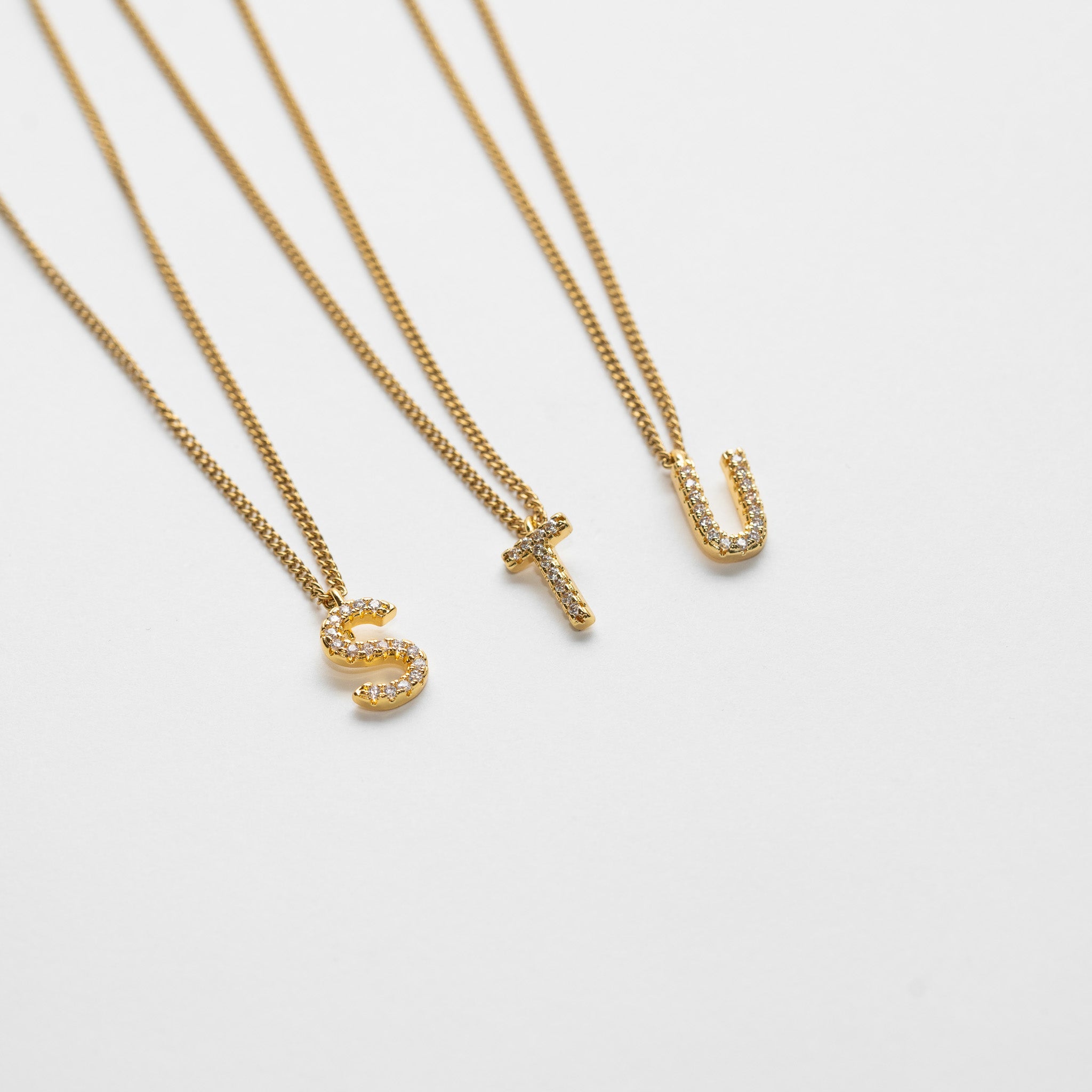 LETTER KETTING MET ZIRCONIA - VERGULD